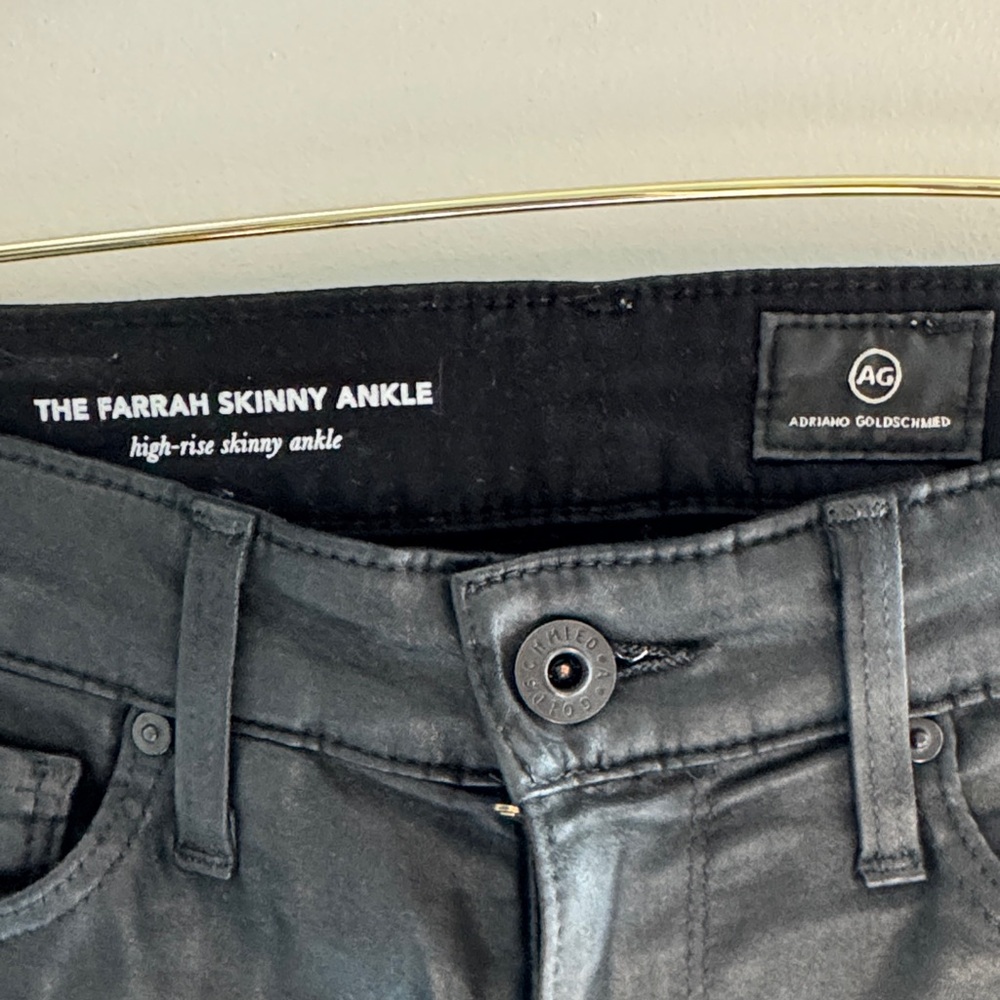 AG Jeans The Farrah Skinny Mid Rise Ankle Black Coated Denim - Picture 4 of 7